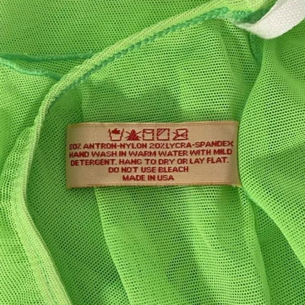 Zuliana Y2K Neon Green Ruffle Micro Mini Skirt Sheer Tiered Festival Rave Size M